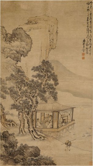 清 黄慎 湖亭秋兴图轴 102x181[人物] 