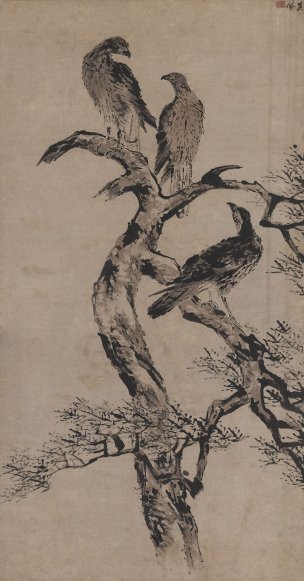 清 高其佩 指画松鹰图172X90[花鸟] 