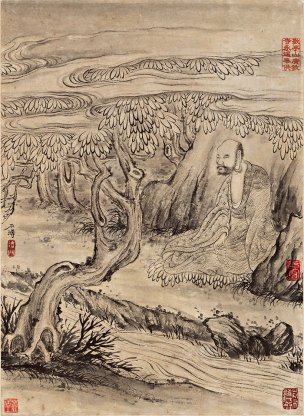 清 石涛 百页罗汉册页84-ok 25x35[宗教]