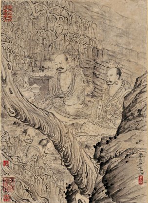 清 石涛 百页罗汉册页70-ok 25x35[宗教]
