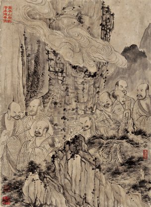 清 石涛 百页罗汉册页59-ok 25x35[宗教]