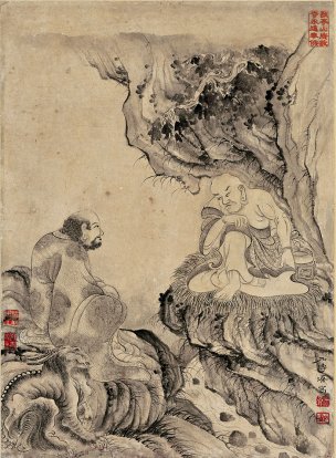 清 石涛 百页罗汉册页74-ok 25x35[宗教]
