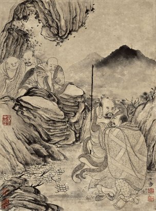 清 石涛 百页罗汉册页58-ok 25x35[宗教]