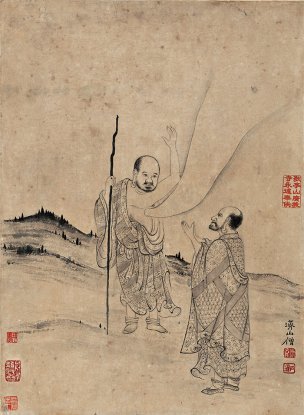 清 石涛 百页罗汉册页50-ok 25x35[宗教]