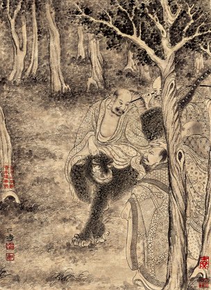 清 石涛 百页罗汉册页37-ok 25x35[宗教]