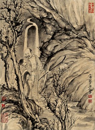 清 石涛 百页罗汉册页34-ok 25x35[宗教]