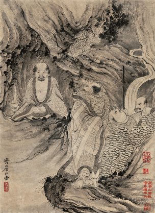 清 石涛 百页罗汉册页45-ok 25x35[宗教]