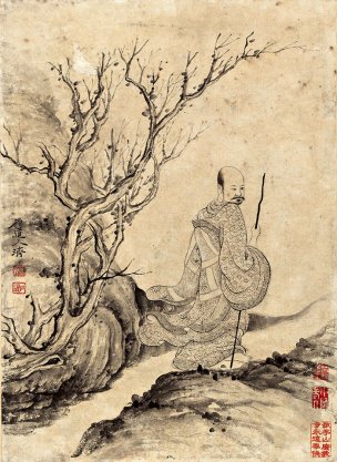 清 石涛 百页罗汉册页33-ok 25x35[宗教]