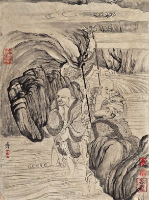 清 石涛 百页罗汉册页44-ok 25x35[宗教]