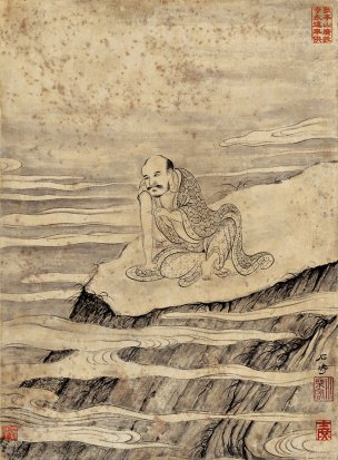 清 石涛 百页罗汉册页16-OK 25x35[宗教]