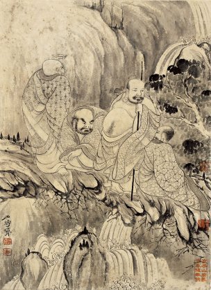清 石涛 百页罗汉册页15-ok 25x35[宗教]