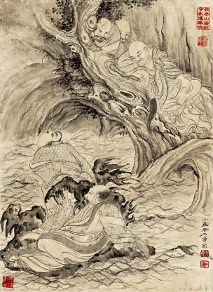 清 石涛 百页罗汉册页18-ok 25x35[宗教]