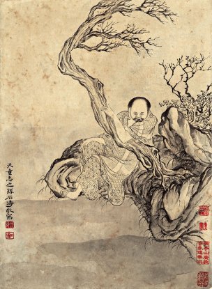 清 石涛 百页罗汉册页14-ok 25x35[宗教]