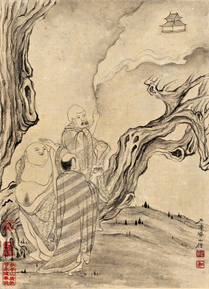 清 石涛 百页罗汉册页21-ok 25x35[宗教]