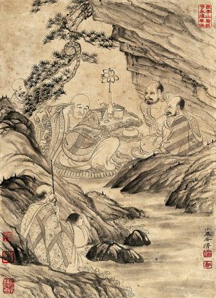 清 石涛 百页罗汉册页08-ok 25x35[宗教]