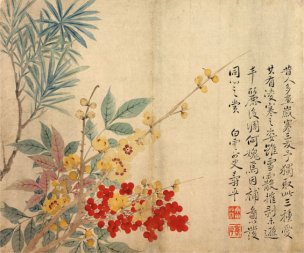 清 恽寿平 花卉图冊之六·岁寒三友图 34x28.5[花鸟 