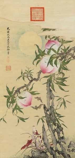 清 慈禧 寿桃 53x111[花鸟] 