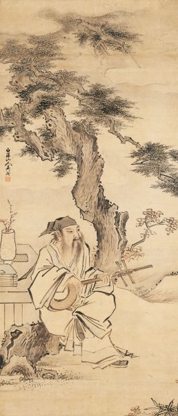清 吴湘 树下停阮图185X80[人物] 