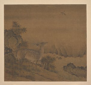 明 佚名 母子鹿图 24.1x26cm 大都会[走兽] 