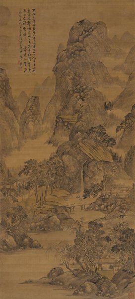 明 张伦 溪山暮云图174X79[山水] 