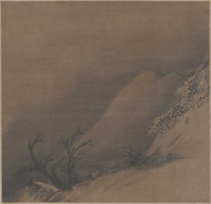 宋 梁楷 雪栈行骑图页 纵24.2cm，横23.5cm[山水] 