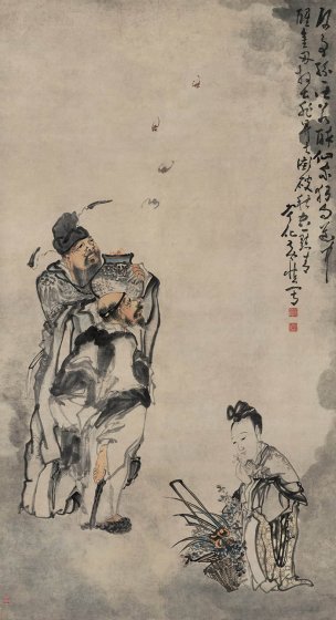 清 黄慎 来蝠图 全图 112x207[人物] 