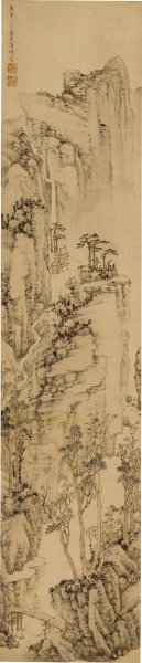 清 陈焕 山水图 23.2x103[山水] 