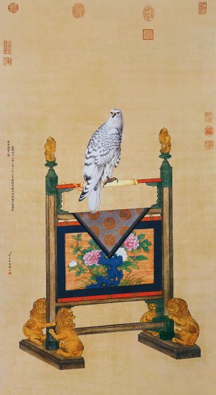 清 贺清泰 白海青 绢本110x60[花鸟] 