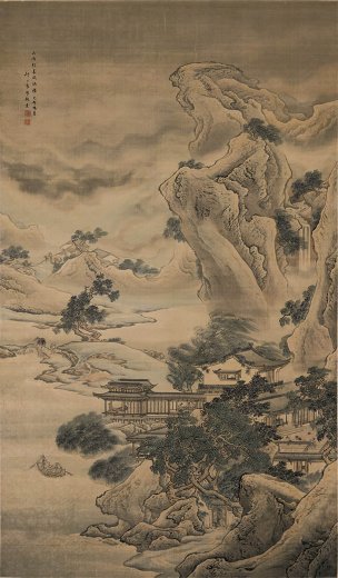 清 袁耀 山雨欲来图 绢本104X178[山水] 