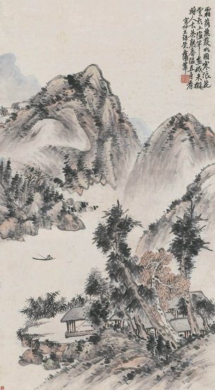 清 蒲华 仿吴仲圭山水图92.06-167.03cm[山水] 