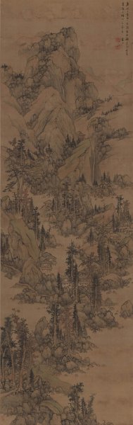 清 蓝孟 秋林逸居 68x217[山水] 