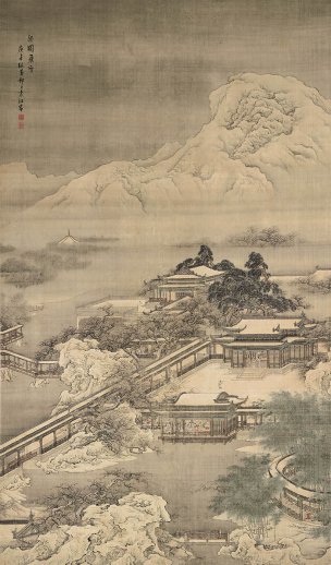 清 袁江 梁园飞雪 绢本 118.7×202.7[山水] 