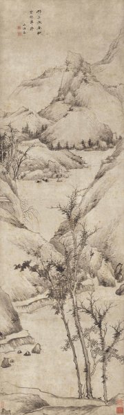 清 祝昌 仿倪云林山水 纸本 53.5-177cm [山水] 