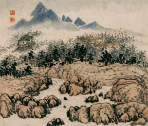 清 石涛 设色山水册页十六开24x28-04[山水] 