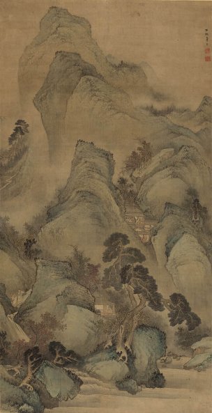 清 章采 山楼客话图 90x175[山水] 