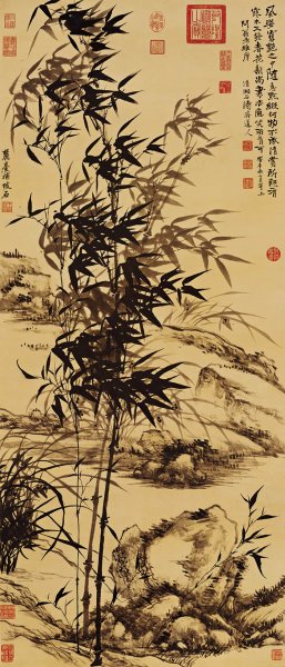 清 石涛 王原祁 竹兰合作 纸本 57×133.5[花鸟] 