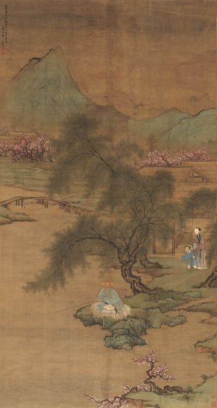 清 禹之鼎 江乡清晓图 97x182[山水] 