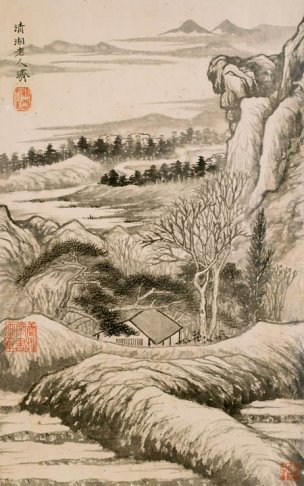 清 石涛 山水花卉册页八开-06-画 32.5x52[花鸟] 