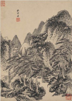 清 王鉴 仿古山水二册二十开-8 22x31[山水]