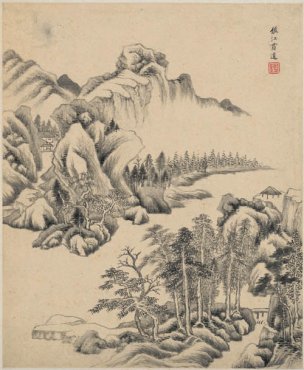 清 王鉴 仿古山水册页八开-2 30x36[山水]