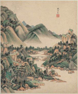 清 王鉴 仿古山水册页八开-1 30x36[山水]