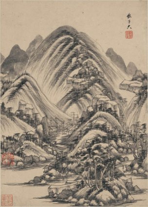 清 王鉴 仿古山水二册二十开-20 22x31[山水]