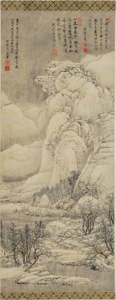 清 王翚 山窗封雪图 纸本 34.3x88.4[山水]
