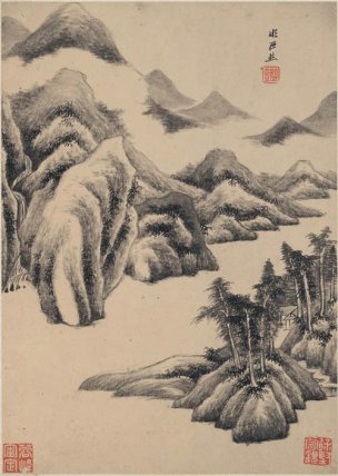 清 王鉴 仿古山水二册二十开-16 22x31[山水]