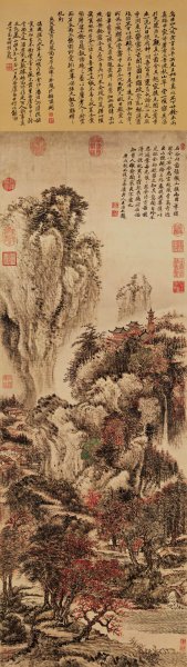清 王翚 溪山红树 39.5x140[山水]
