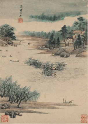 清 王鉴 仿古山水二册二十开-10 22x31[山水]