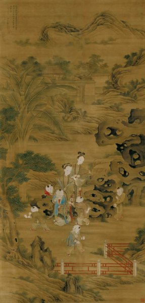 清 王朴 婴戏图 绢本 115x240[人物]