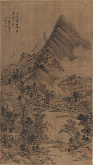 清 王时敏 仿黄子久山水 绢本 44x78[山水]