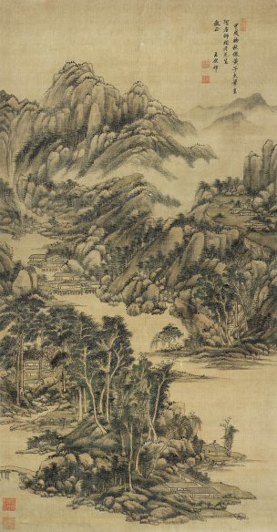 清 王原祁 山水图绢本53.2x122[山水]