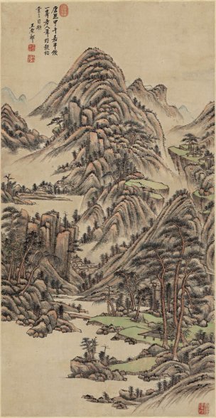清 王原祁 仿一峰山水图轴 纸本 50.1x97本[山水]